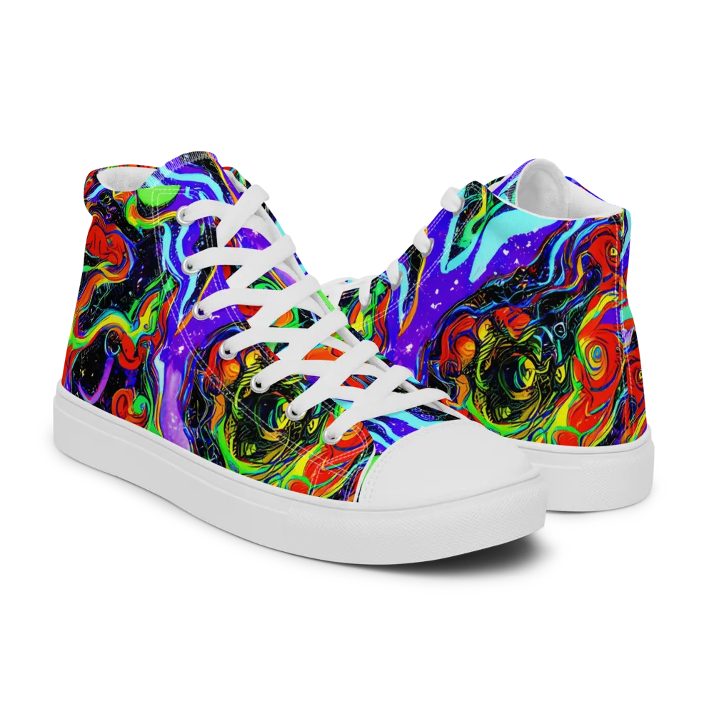Radiant Undertow on Men's High Top Canvas Shoes — Right