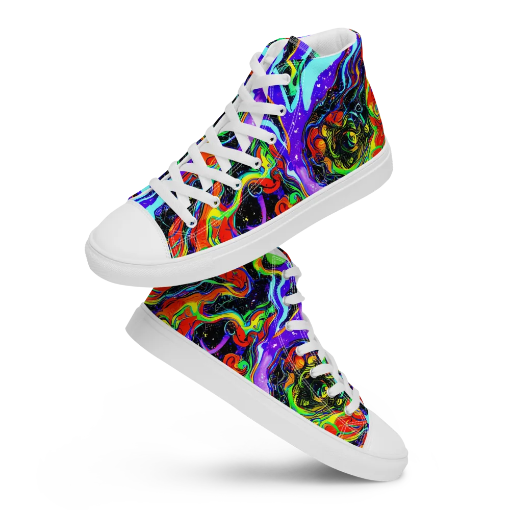 Radiant Undertow on Men's High Top Canvas Shoes — Front