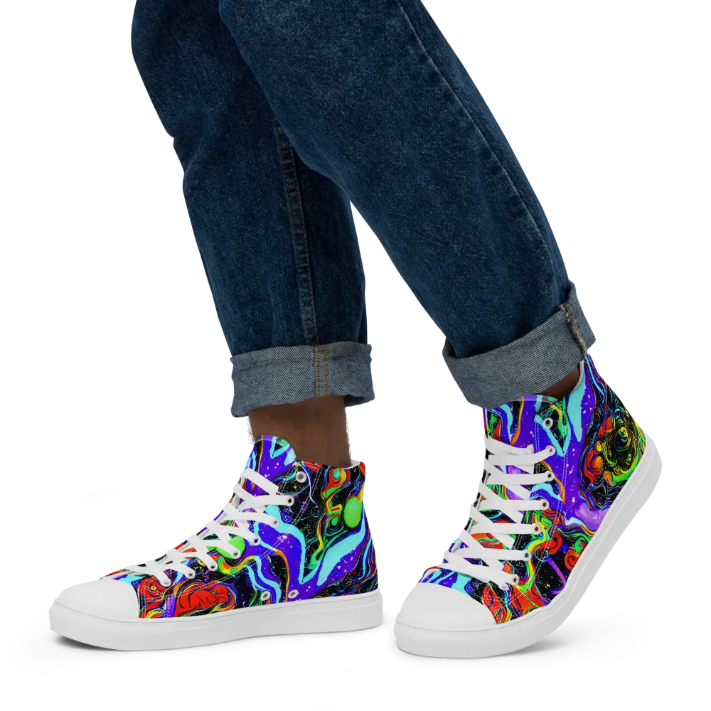 Radiant Undertow on Men's High Top Canvas Shoes — Left