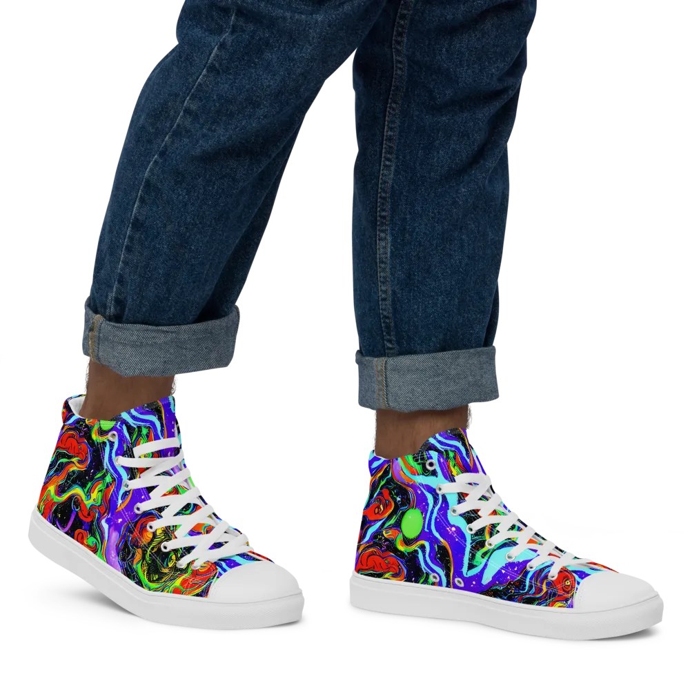 Radiant Undertow on Men's High Top Canvas Shoes — Right