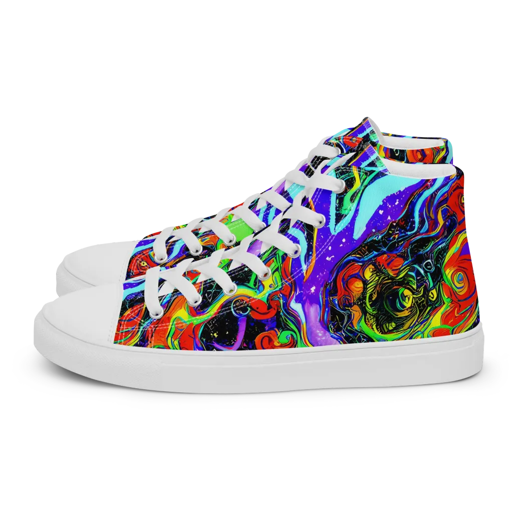 Radiant Undertow on Women's High Top Canvas Shoes — Left