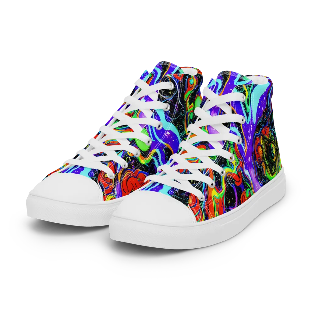 Radiant Undertow on Women's High Top Canvas Shoes — Left Front