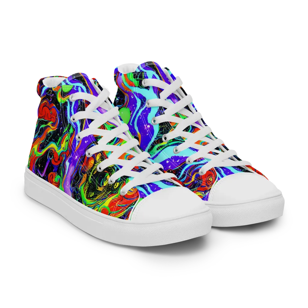 Radiant Undertow on Women's High Top Canvas Shoes — Right Front