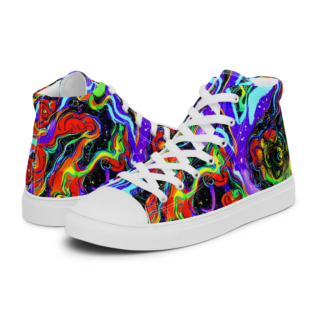 Radiant Undertow on Women's High Top Canvas Shoes — Left