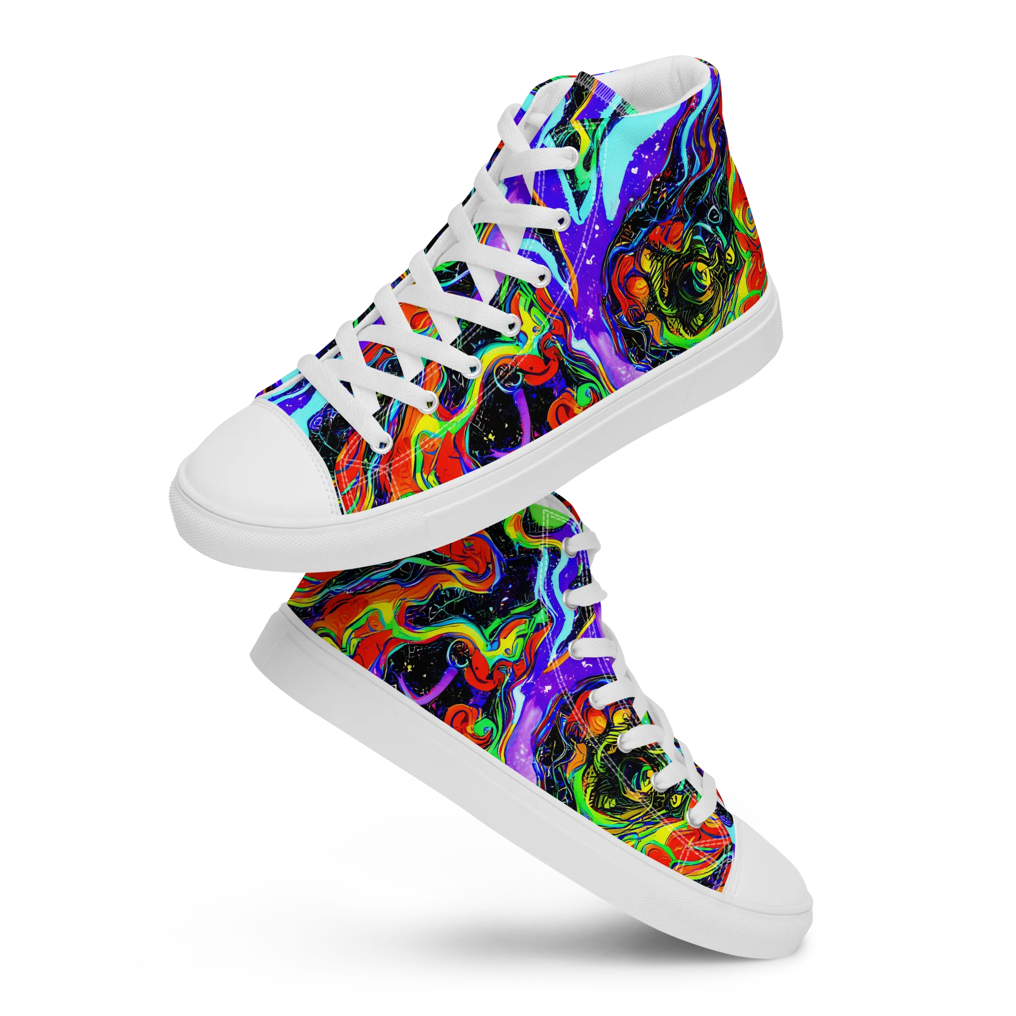 Radiant Undertow on Women's High Top Canvas Shoes — Front