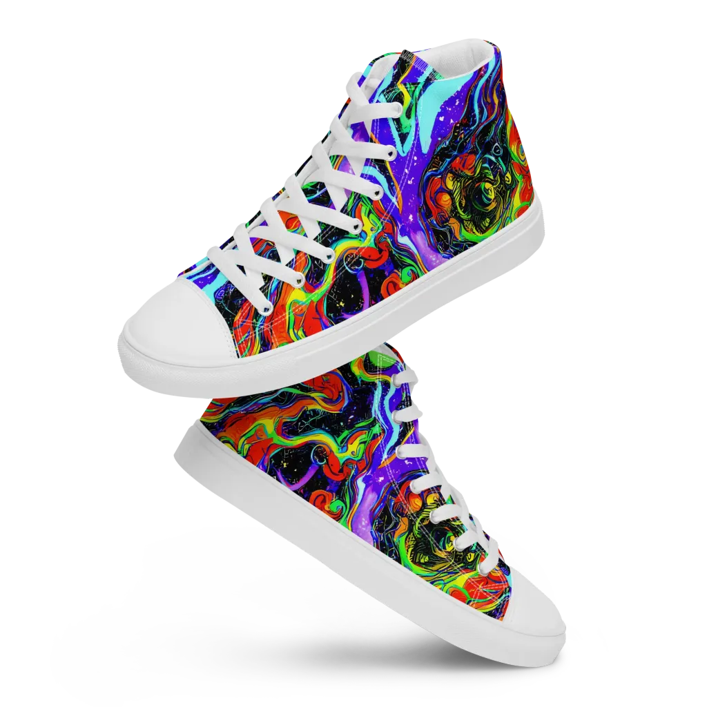 Radiant Undertow on Women's High Top Canvas Shoes — Front