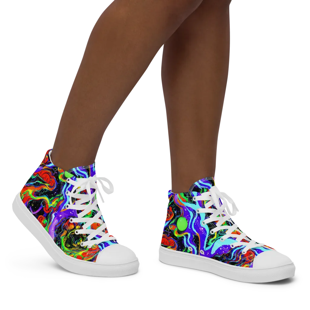 Radiant Undertow on Women's High Top Canvas Shoes — Right