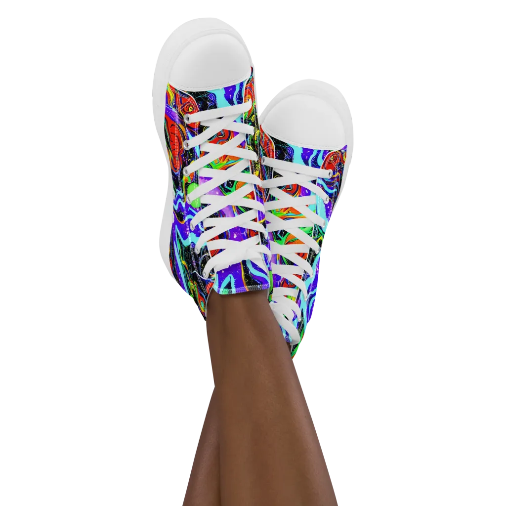 Radiant Undertow on Women's High Top Canvas Shoes — Front