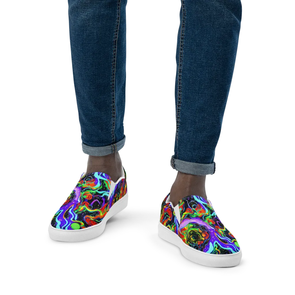 Radiant Undertow on Men's Slip-On Canvas Shoes — Front