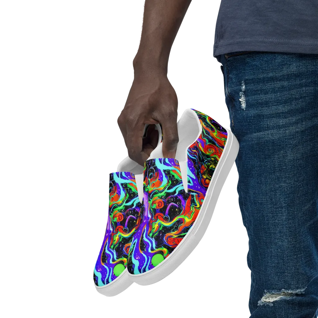 Radiant Undertow on Men's Slip-On Canvas Shoes — Left Front