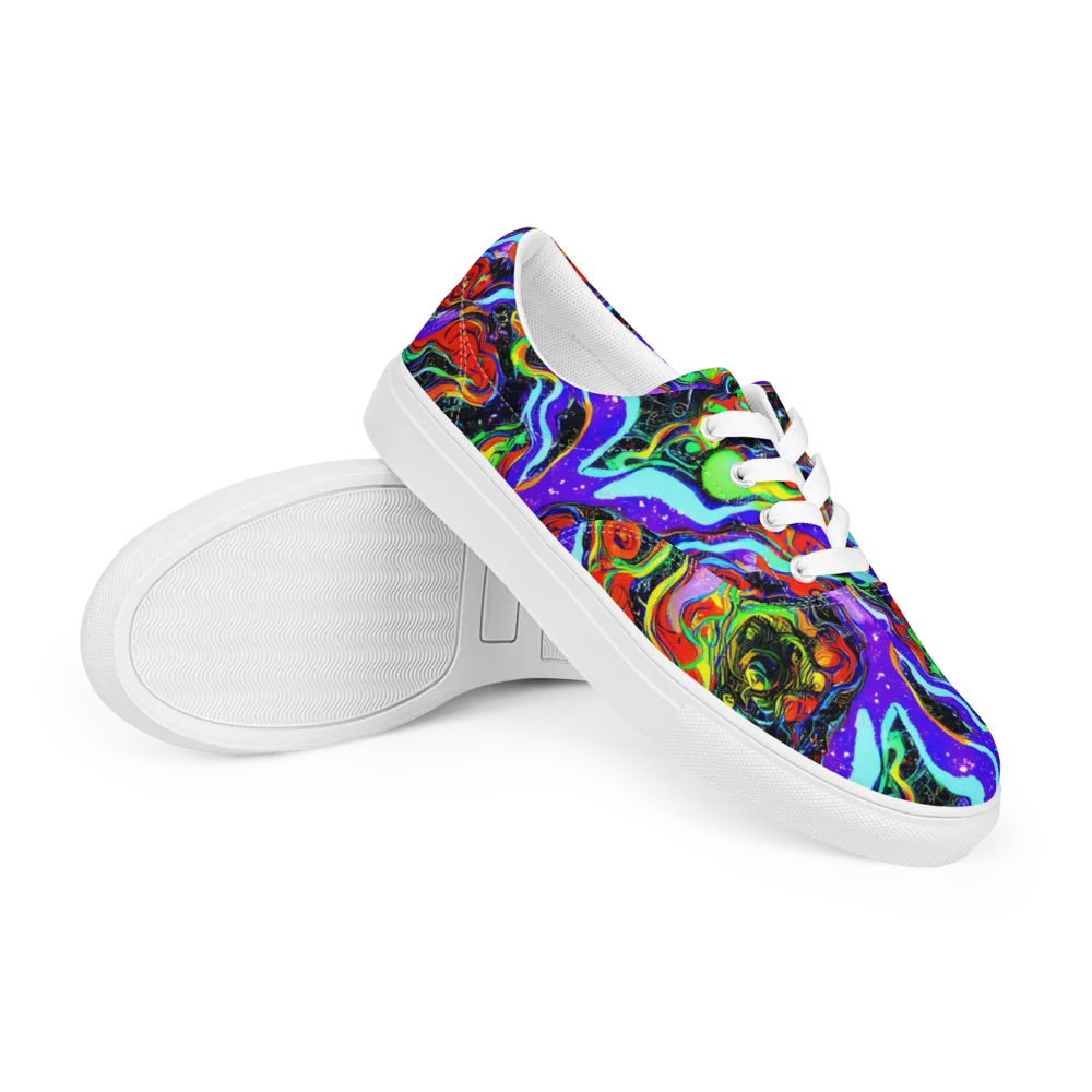Radiant Undertow on Men's Lace-Up Canvas Shoes — Right Front