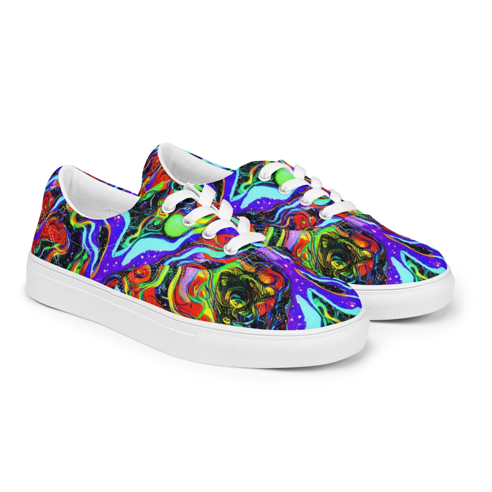 Radiant Undertow on Men's Lace-Up Canvas Shoes — Right Front