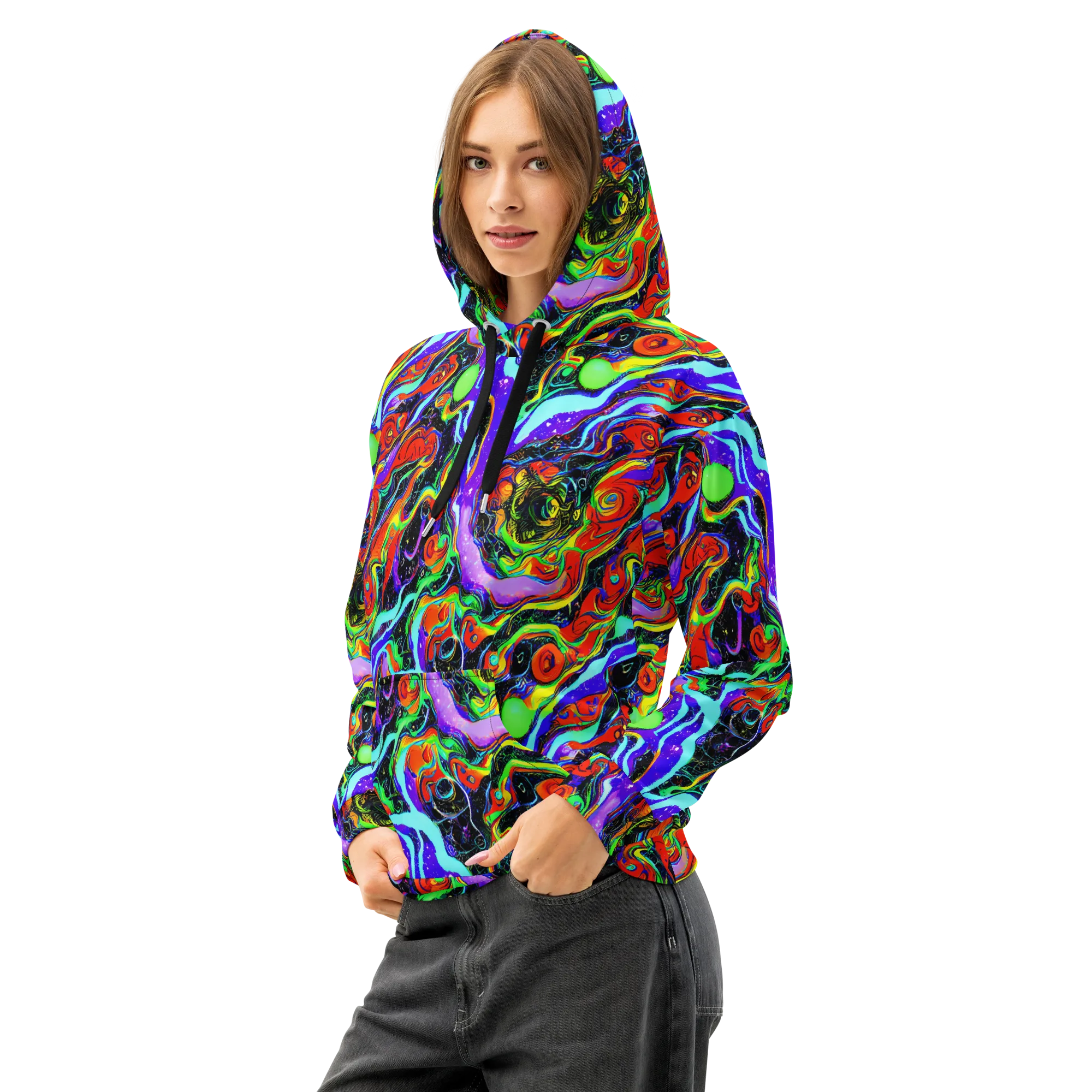 Radiant Undertow on Cotton Hoodie — Left Front