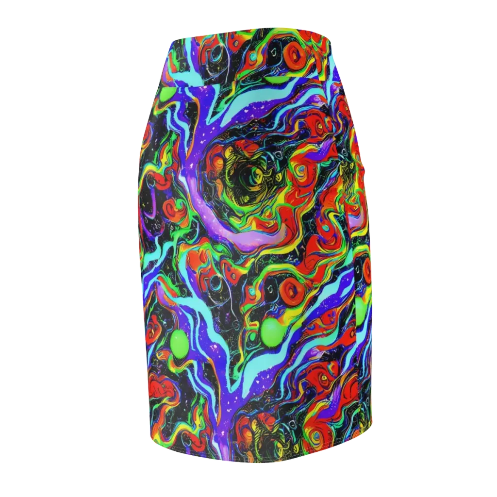 Radiant Undertow on Pencil Skirt — Back Side