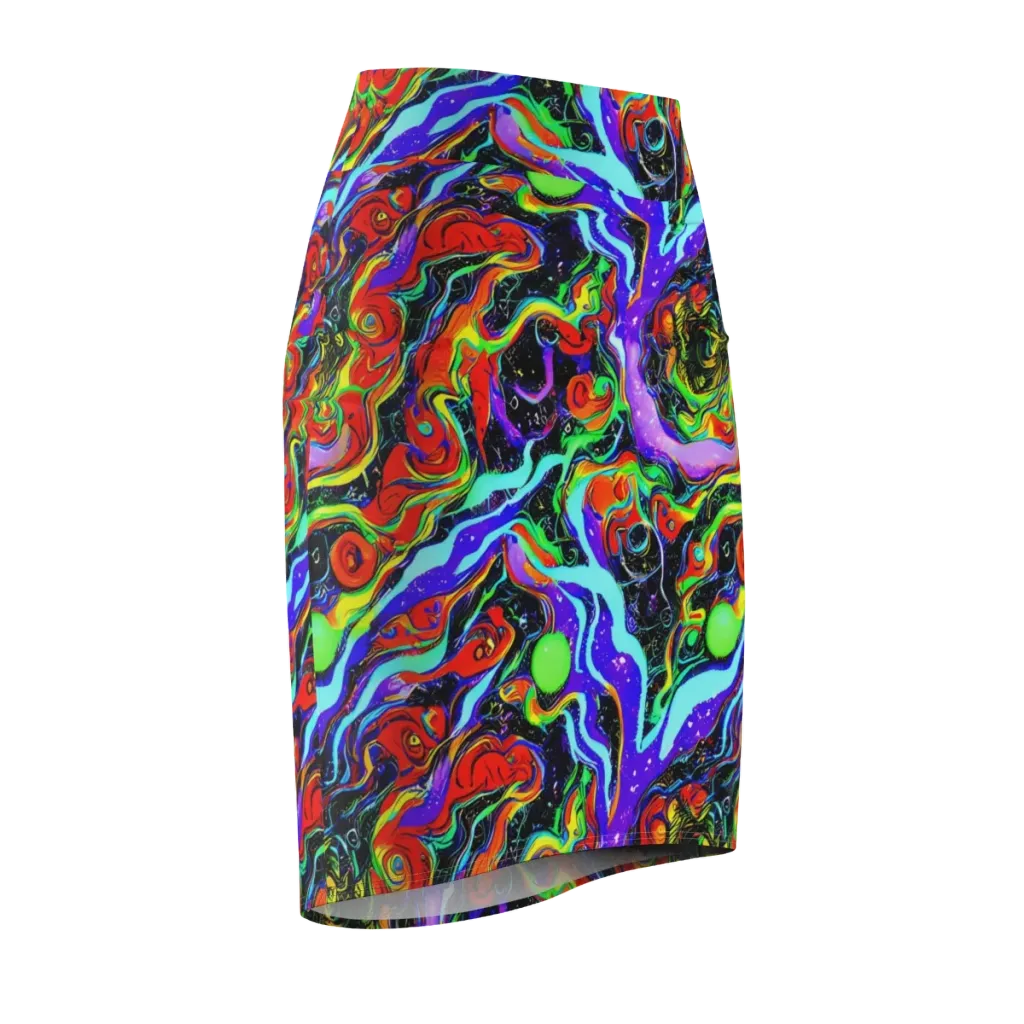Radiant Undertow on Pencil Skirt — Front Side