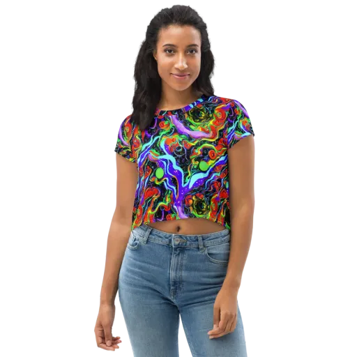 Radiant Undertow on a Crop Tee