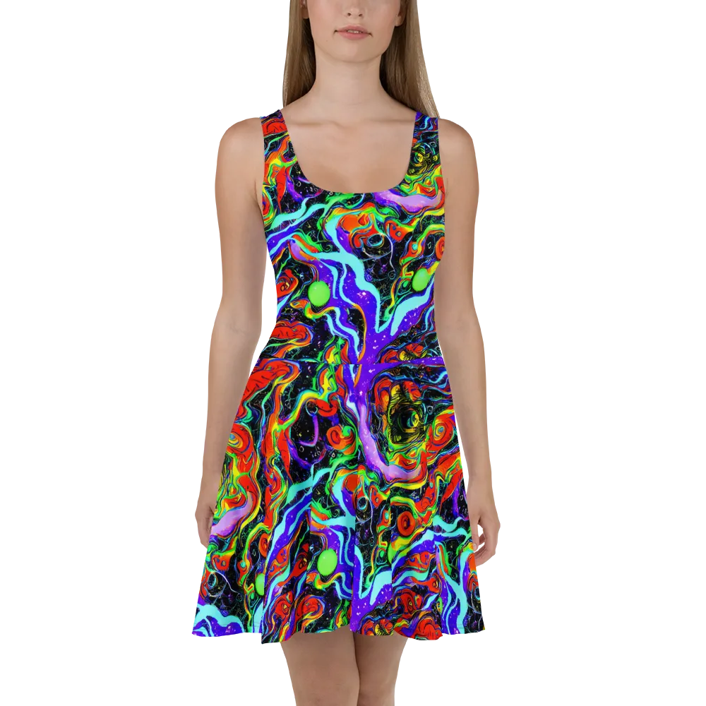Radiant Undertow on Skater Dress — Front