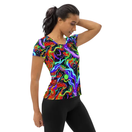 Radiant Undertow on a Women's Athletic T-Shirt