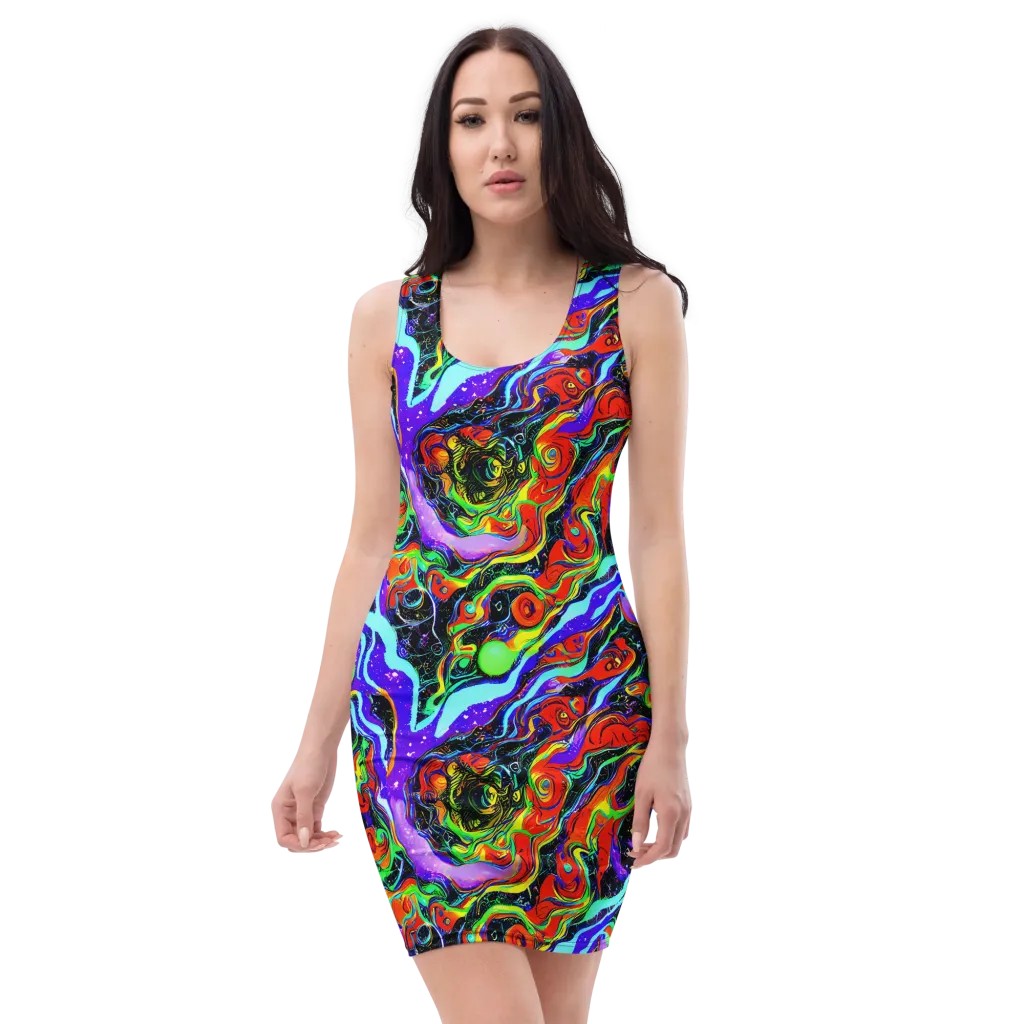 Radiant Undertow on Bodycon Dress — Front