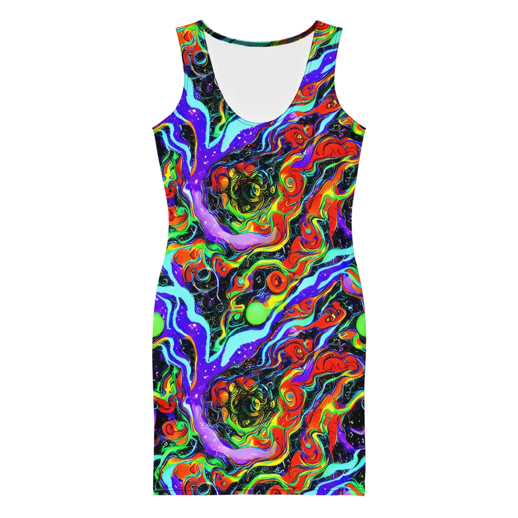 Radiant Undertow on Bodycon Dress — Front