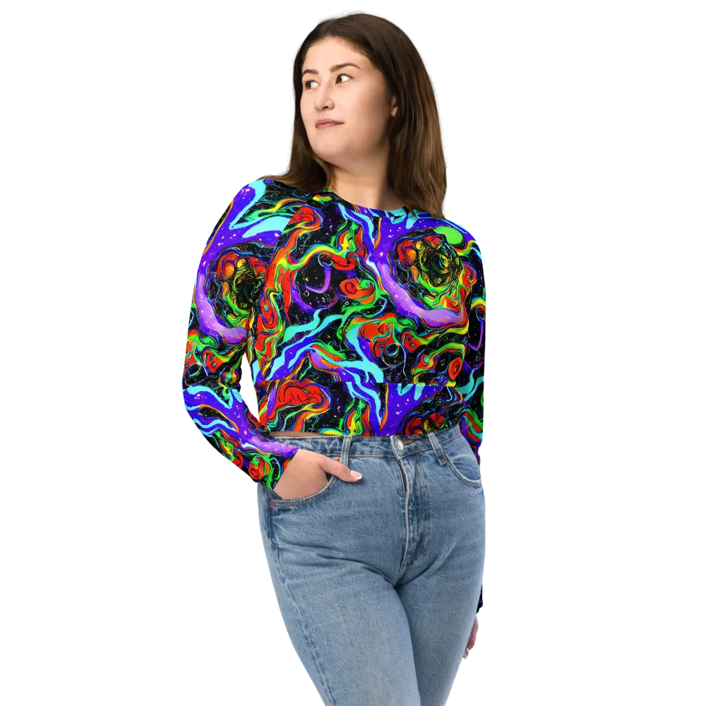 Radiant Undertow on Long Sleeve Crop Top — Front
