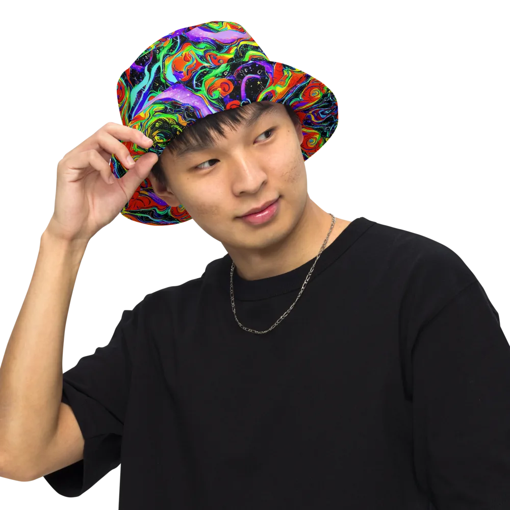 Radiant Undertow on Reversible Bucket Hat — Front Inside