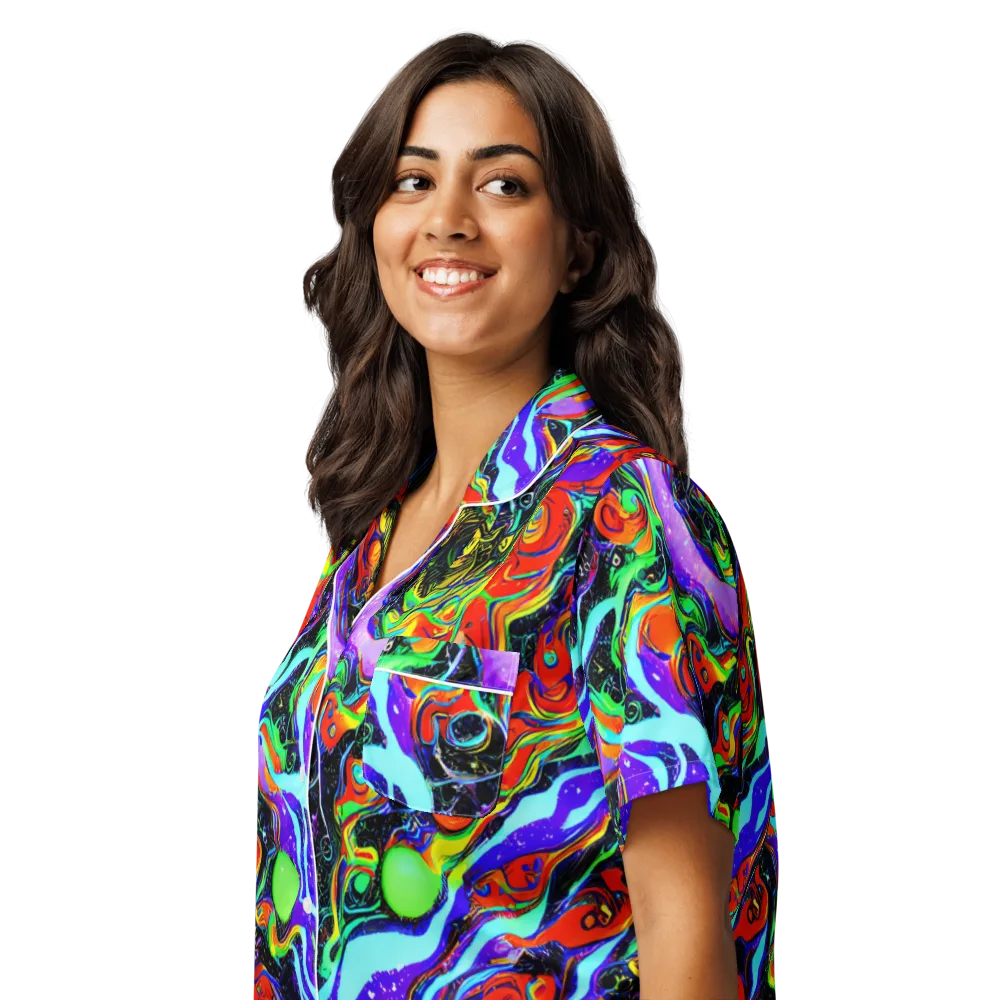 Radiant Undertow on Women's Short Sleeve Pajama Top — Left Front