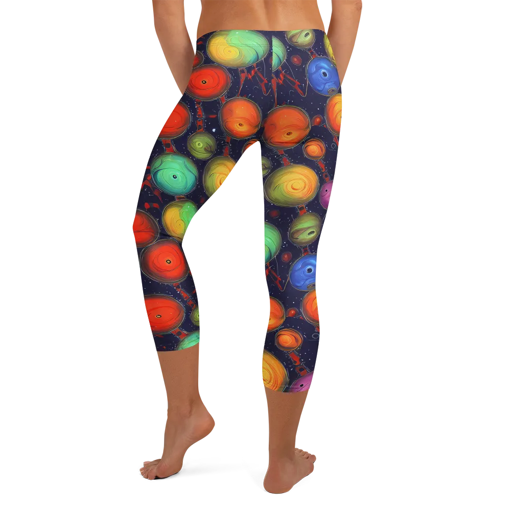 Orbiting Kaleidoscope on Capri Leggings — Back