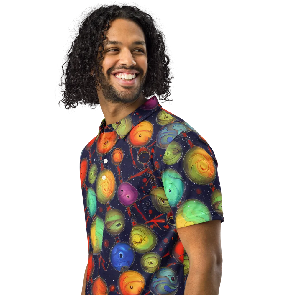 Orbiting Kaleidoscope on Men's Slim Fit Polo Shirt — Left Front
