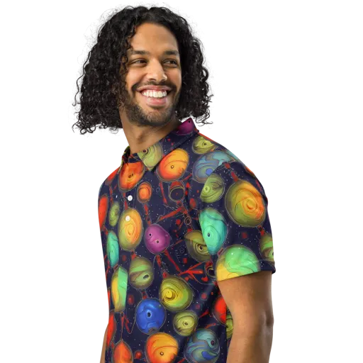 Orbiting Kaleidoscope on a Men's Slim Fit Polo Shirt