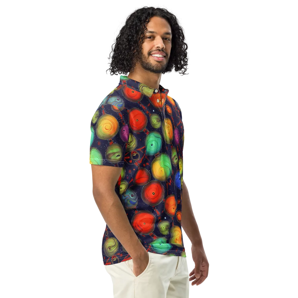 Orbiting Kaleidoscope on Men's Slim Fit Polo Shirt — Right Front