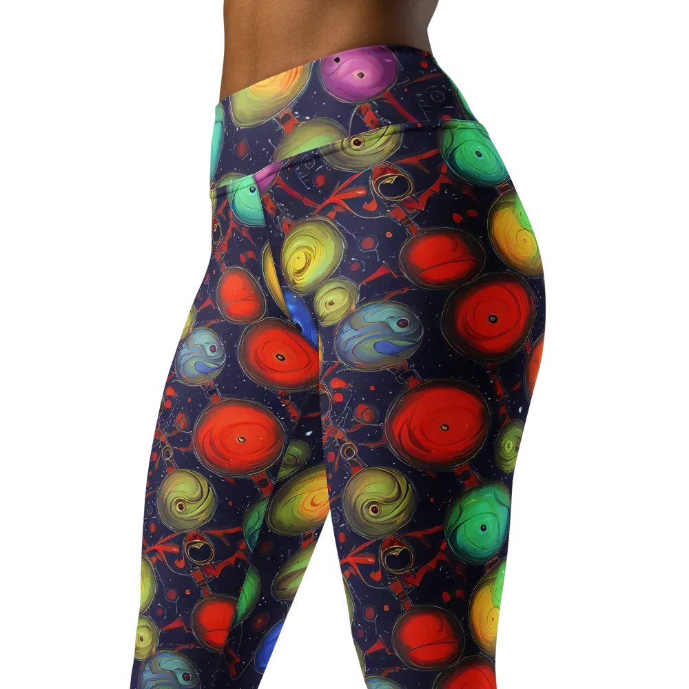 Orbiting Kaleidoscope on Yoga Leggings — Left Front