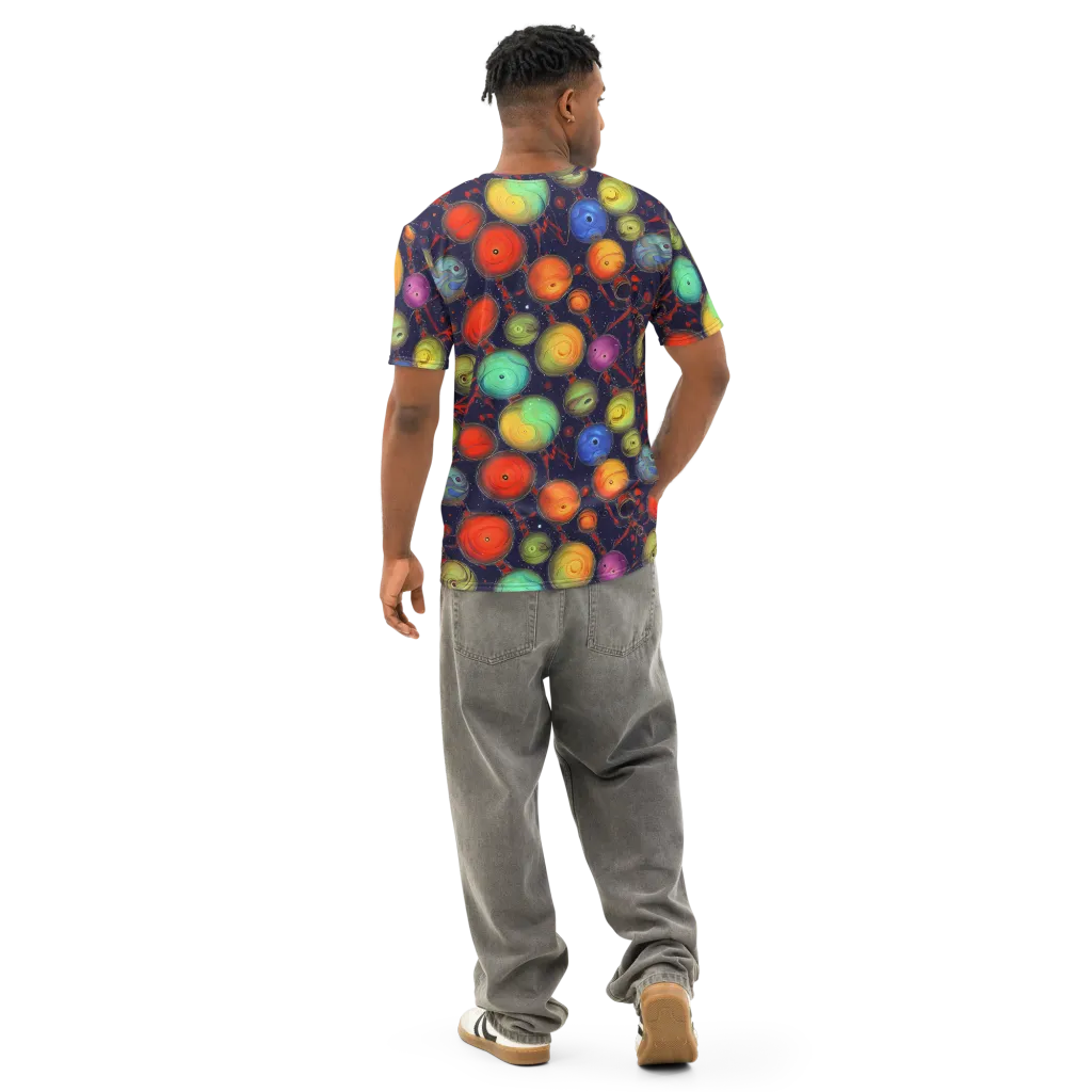 Orbiting Kaleidoscope on Men's Cotton Crew Neck T-Shirt — Back