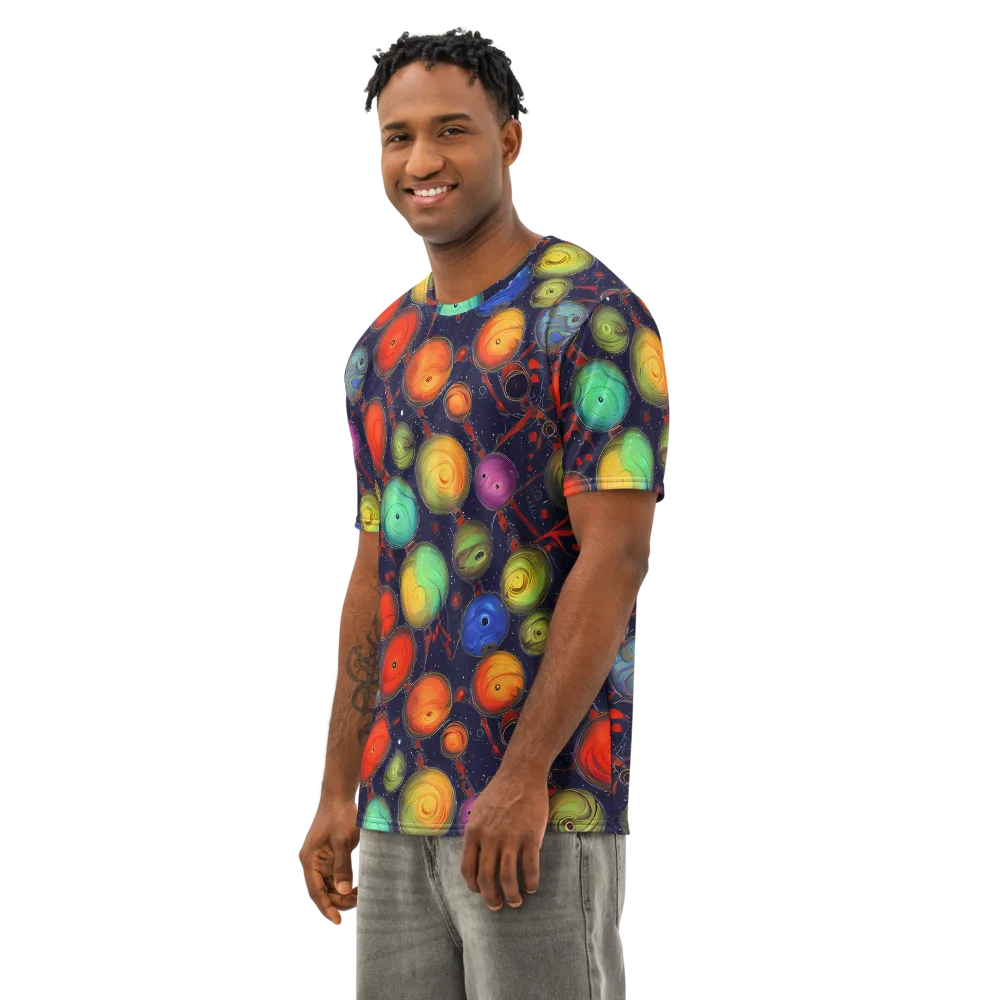 Orbiting Kaleidoscope on Men's Cotton Crew Neck T-Shirt — Left Front