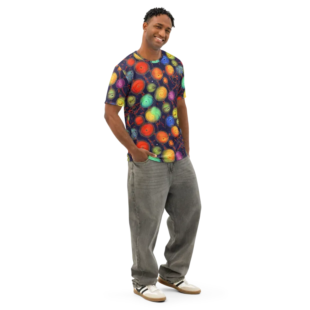 Orbiting Kaleidoscope on Men's Cotton Crew Neck T-Shirt — Right Front