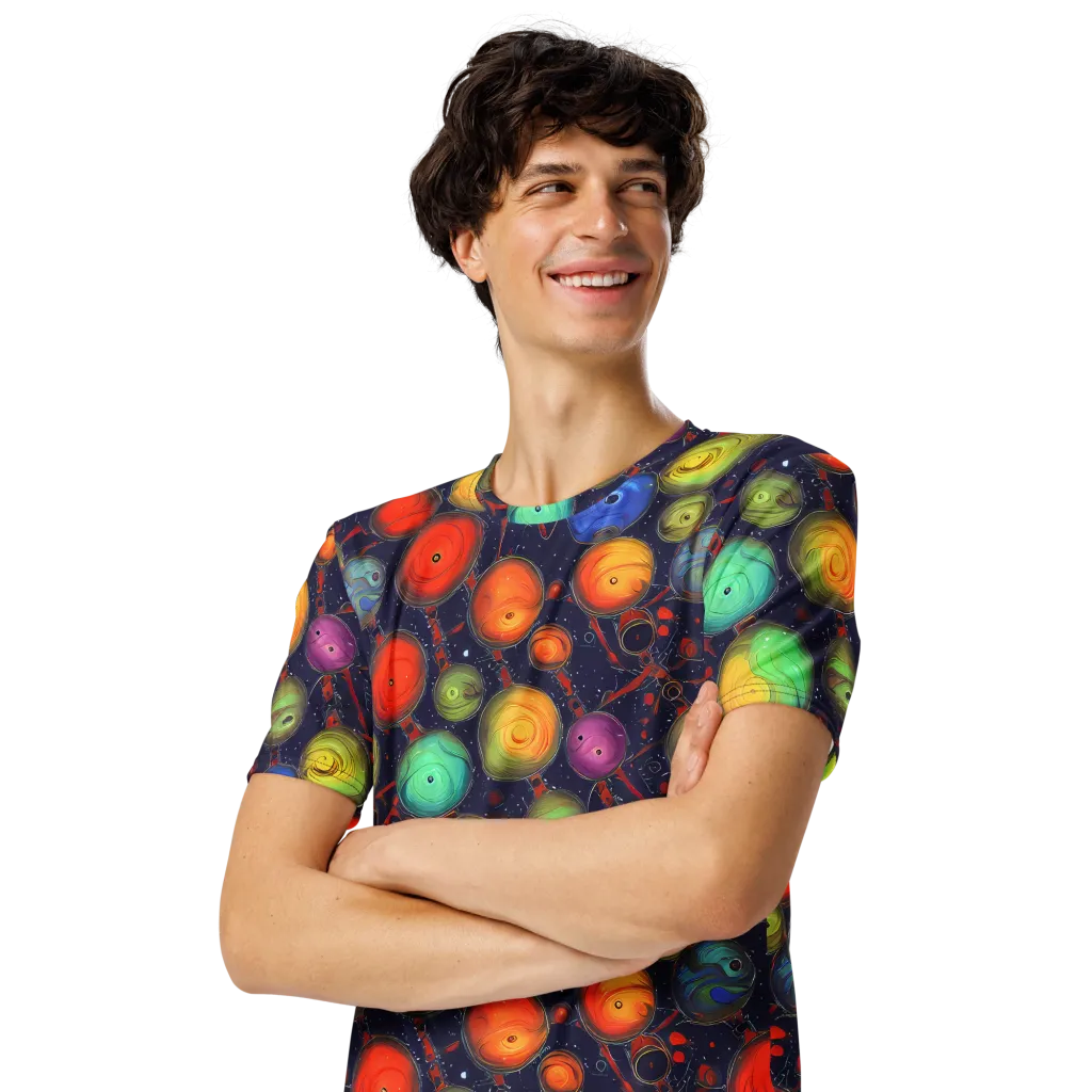 Orbiting Kaleidoscope on Men's Crew Neck T-Shirt — Left Front