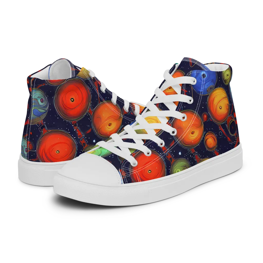 Orbiting Kaleidoscope on Men's High Top Canvas Shoes — Left