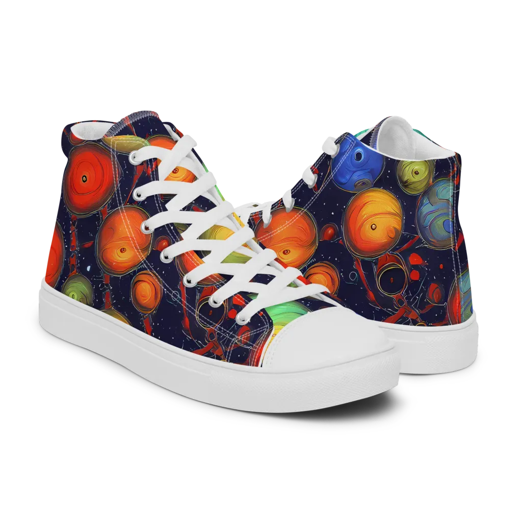 Orbiting Kaleidoscope on Men's High Top Canvas Shoes — Right