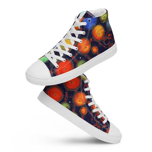 Orbiting Kaleidoscope on a Men's High Top Canvas Shoes