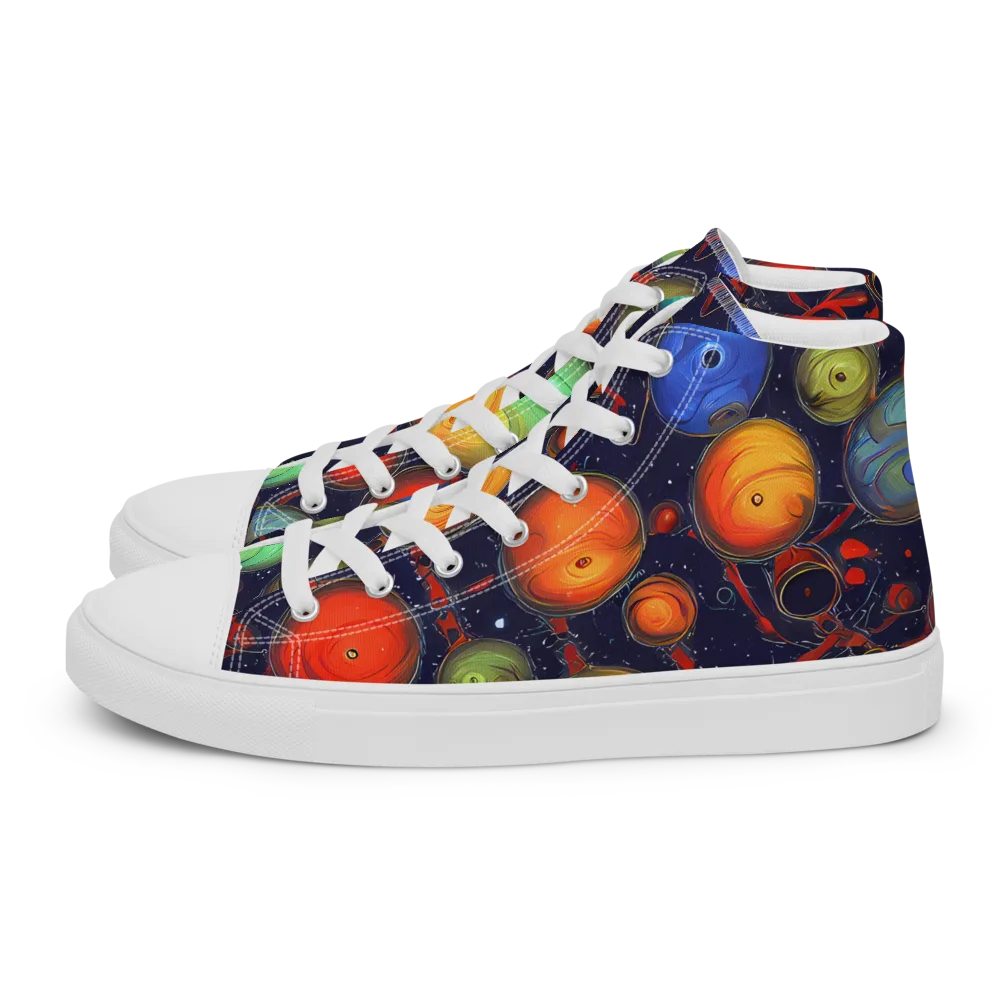 Orbiting Kaleidoscope on Women's High Top Canvas Shoes — Left