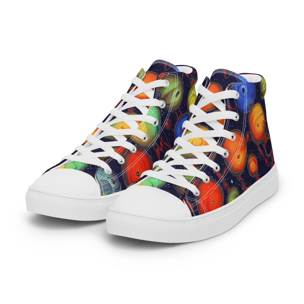 Orbiting Kaleidoscope on Women's High Top Canvas Shoes — Left Front