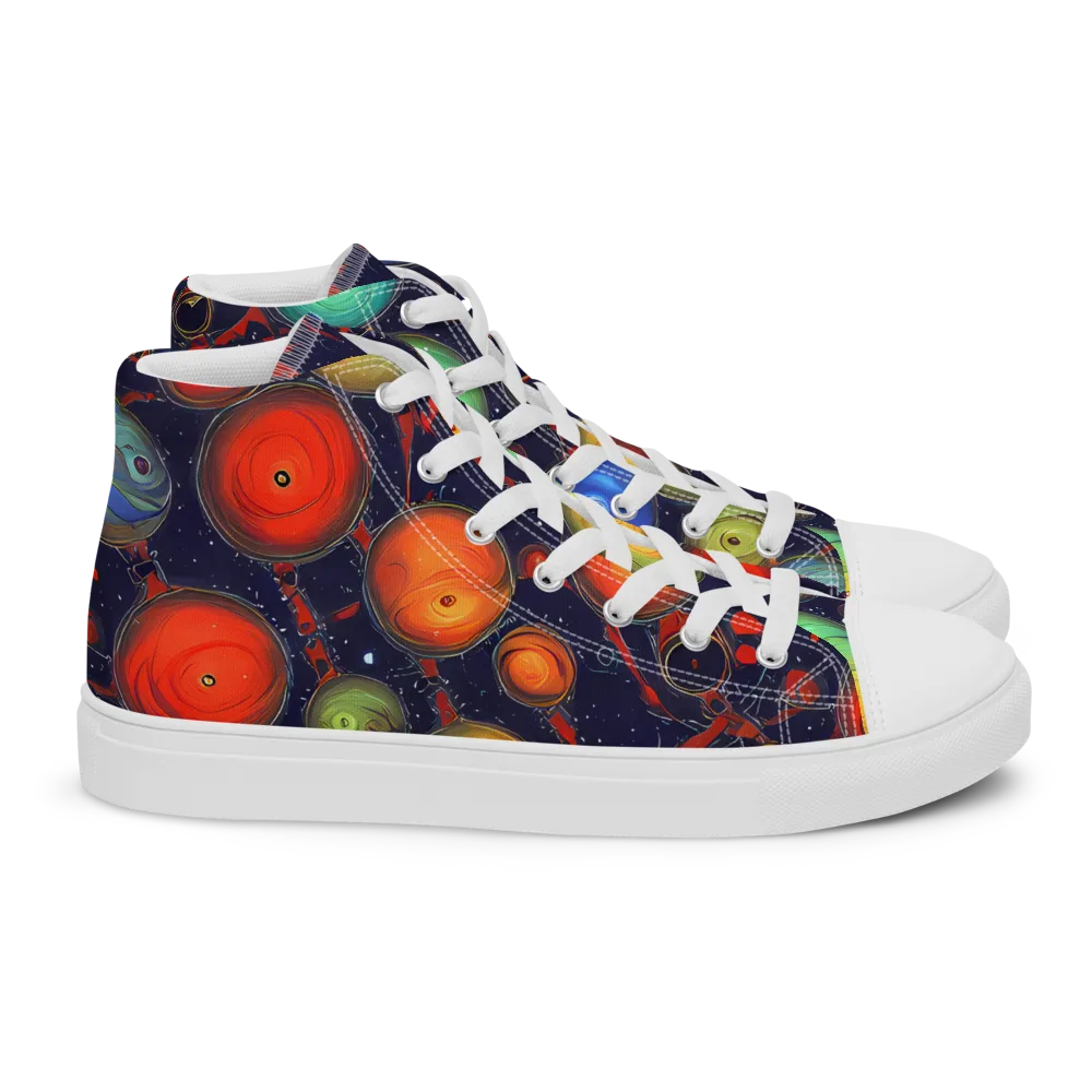 Orbiting Kaleidoscope on Women's High Top Canvas Shoes — Right