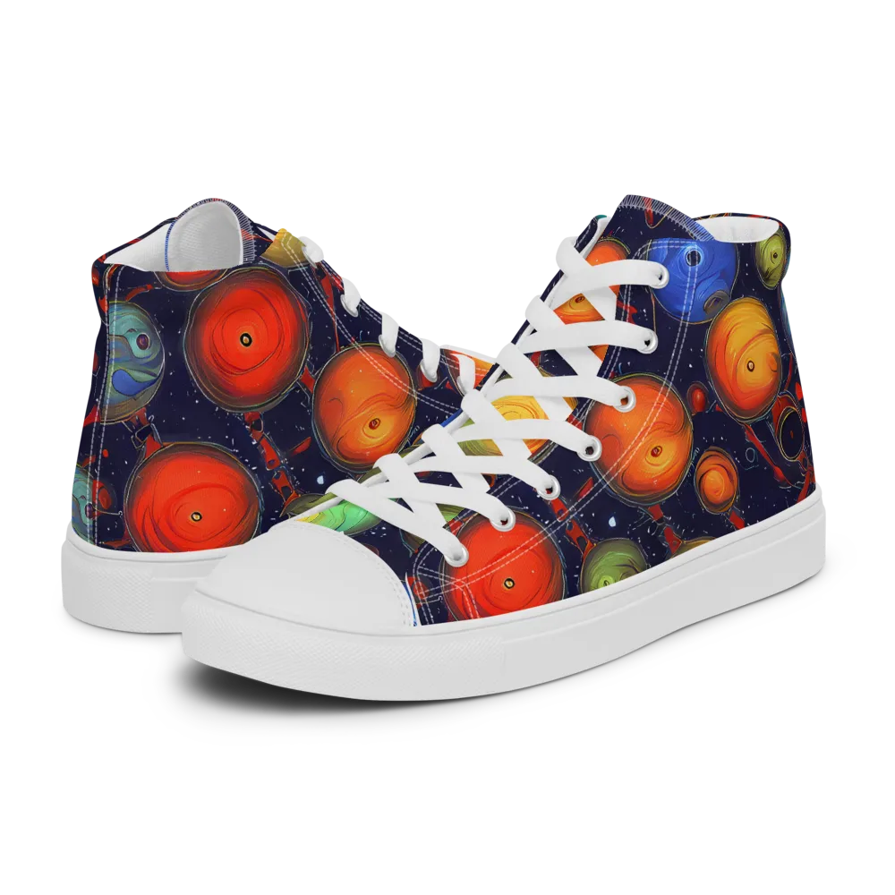 Orbiting Kaleidoscope on Women's High Top Canvas Shoes — Left