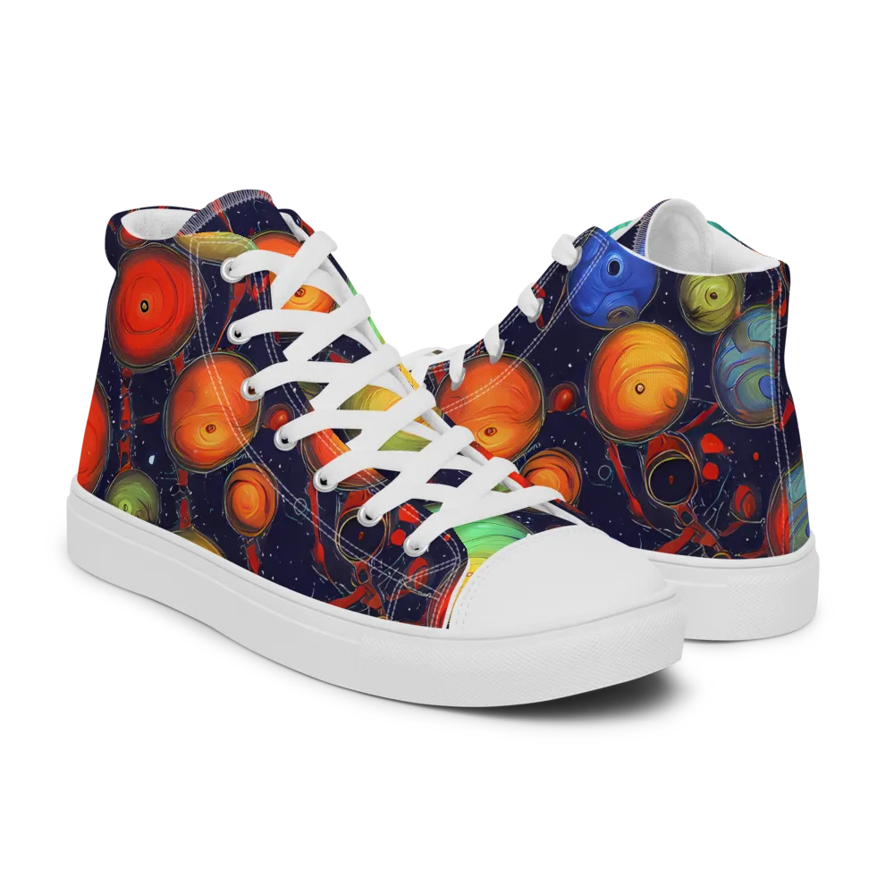 Orbiting Kaleidoscope on Women's High Top Canvas Shoes — Right