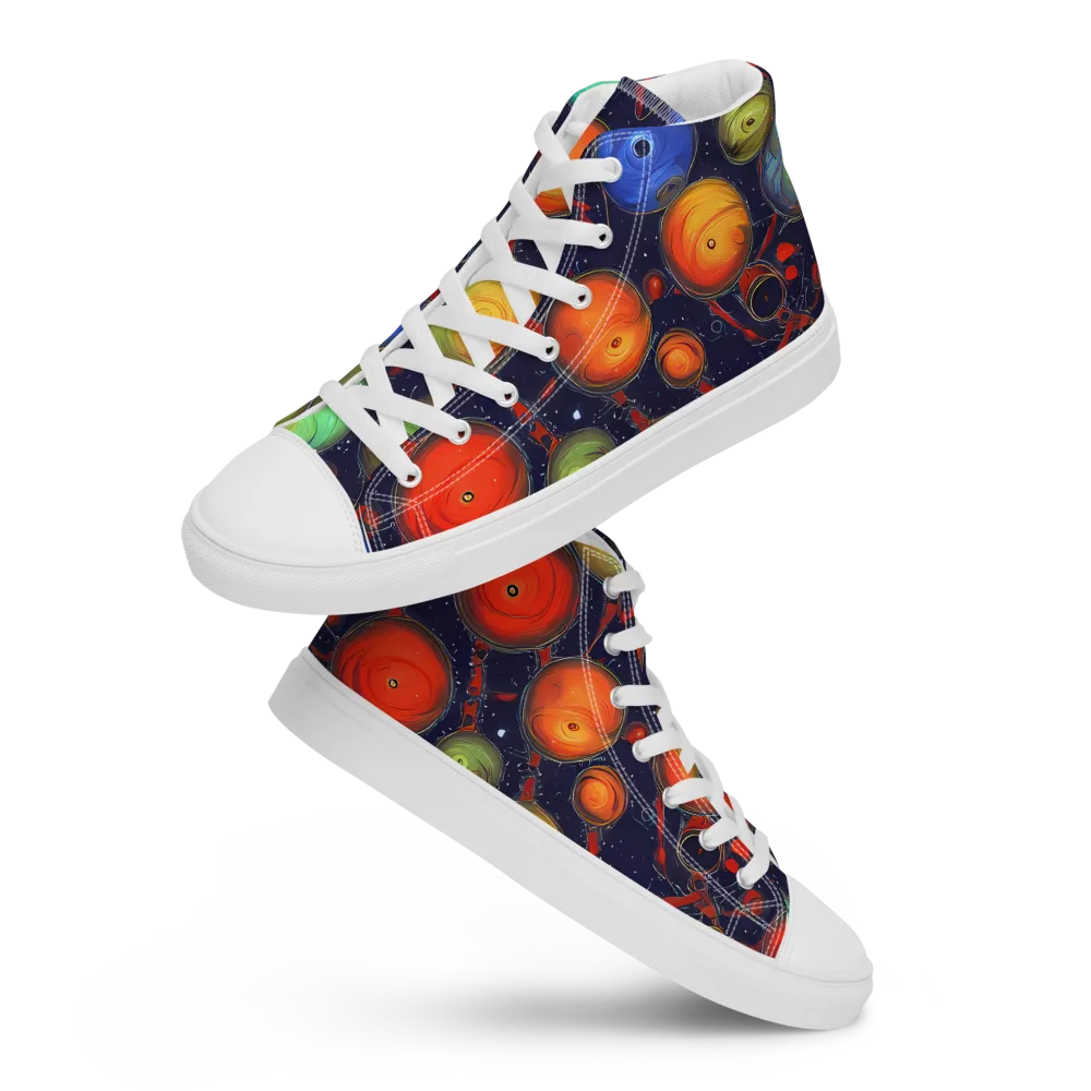 Orbiting Kaleidoscope on Women's High Top Canvas Shoes — Front