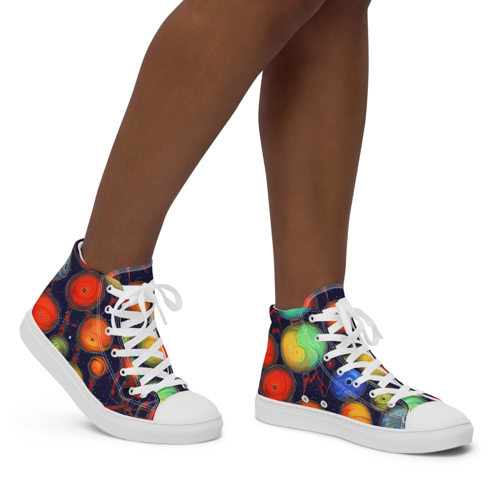 Orbiting Kaleidoscope on Women's High Top Canvas Shoes — Right