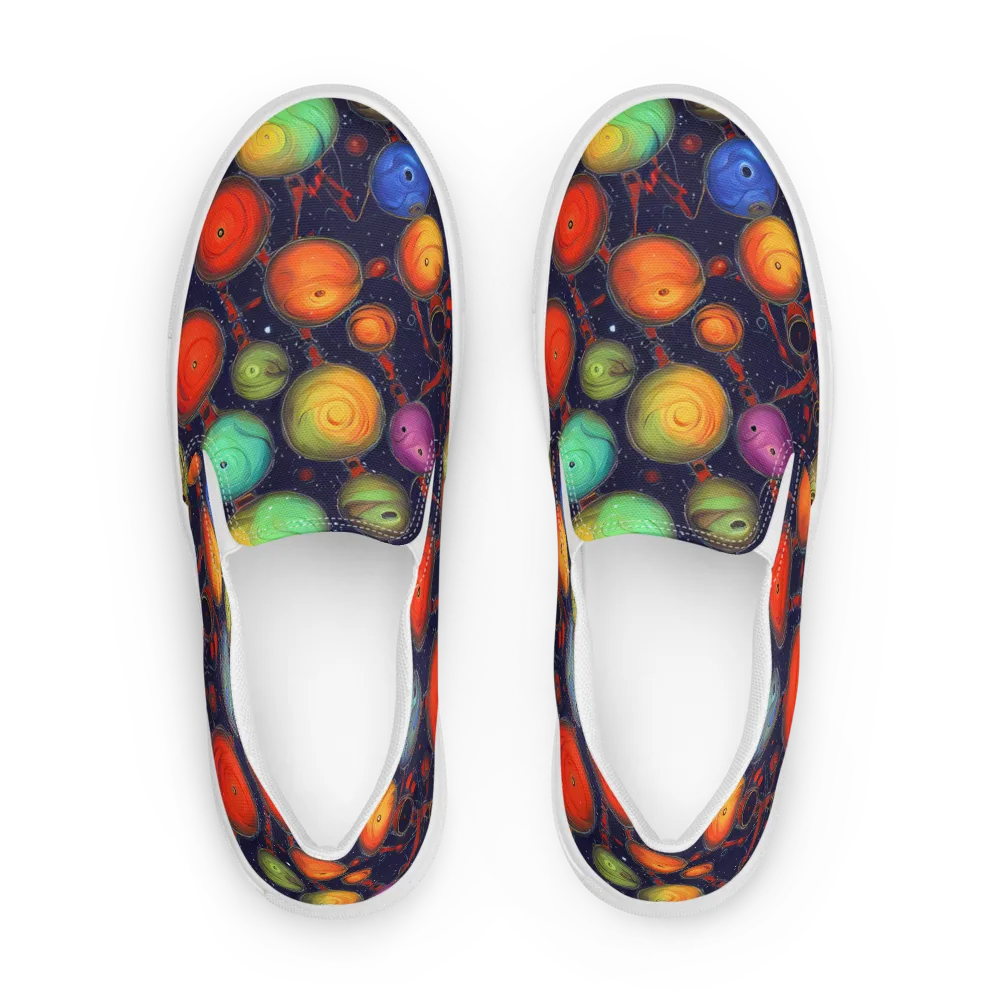 Orbiting Kaleidoscope on Men's Slip-On Canvas Shoes — Front