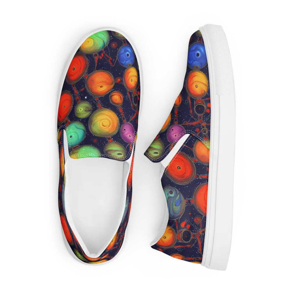 Orbiting Kaleidoscope on Men's Slip-On Canvas Shoes — Front