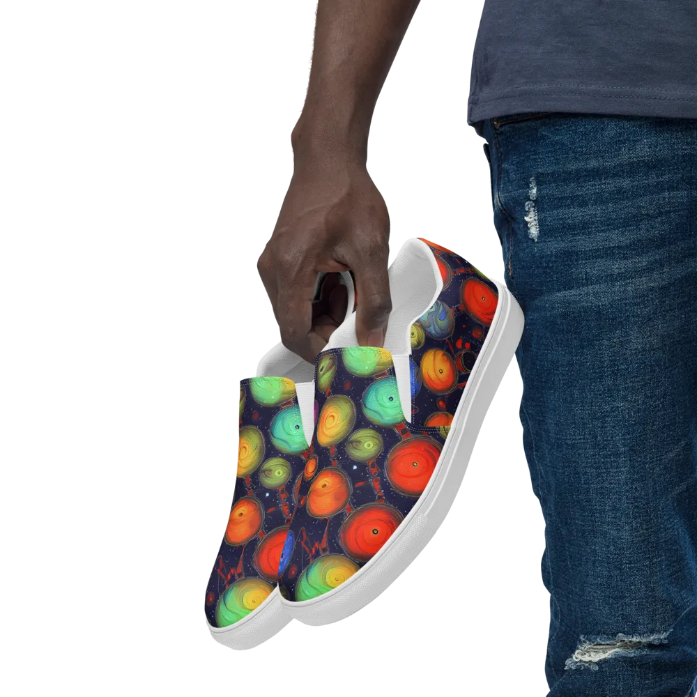 Orbiting Kaleidoscope on Men's Slip-On Canvas Shoes — Left Front