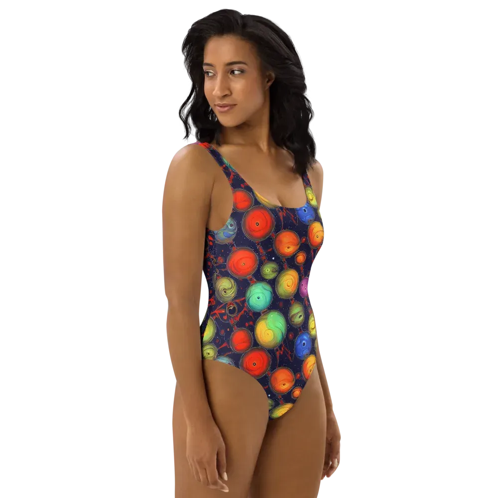Orbiting Kaleidoscope on One-Piece Swimsuit — Right